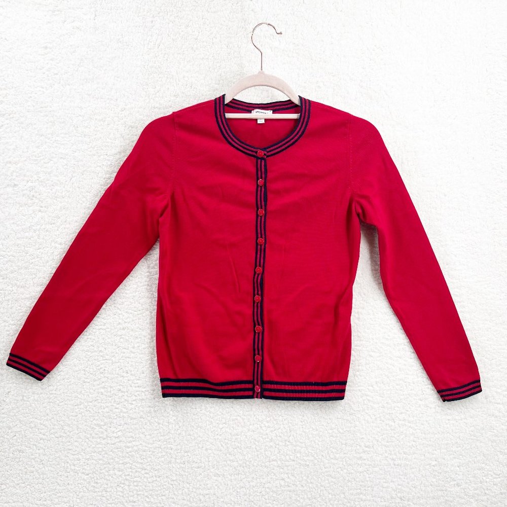 Talbots Red black strip button down Cotton cardigan Size P